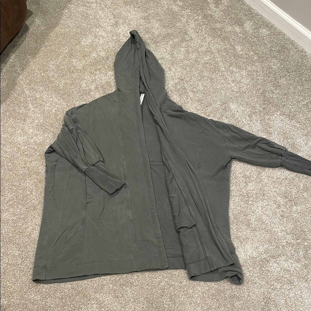 Athleta Gray-Green Cardigan w/ Hood